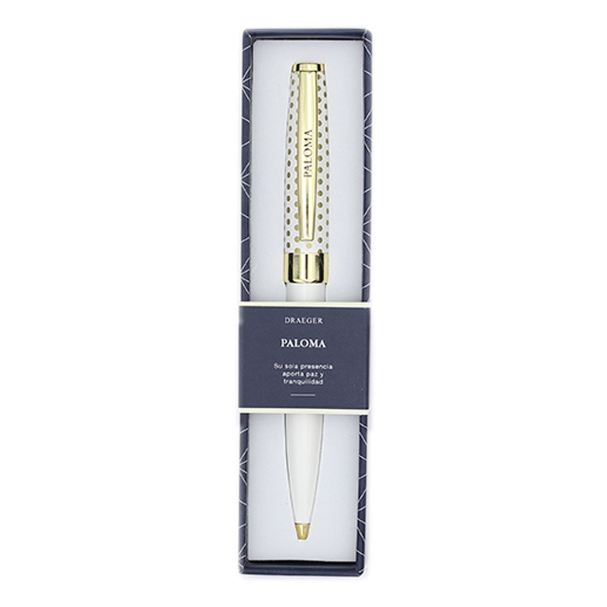 Bolígrafo Paloma Draeger Blanco y Oro Blanco-1