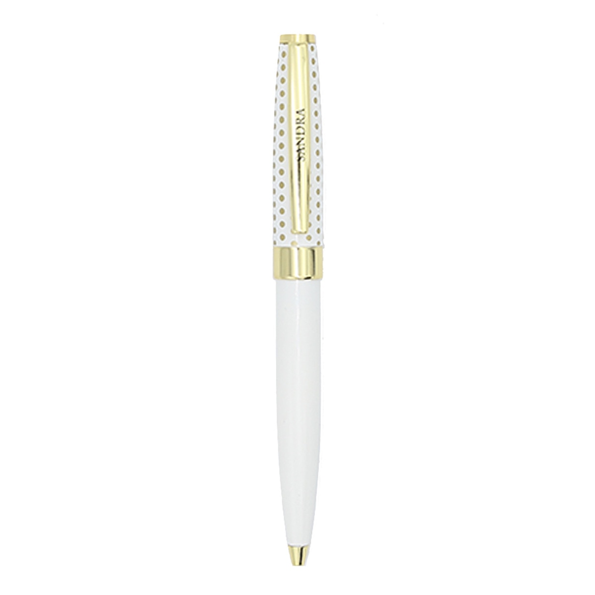 Bolígrafo Sandra Draeger Blanco y Oro Blanco-2