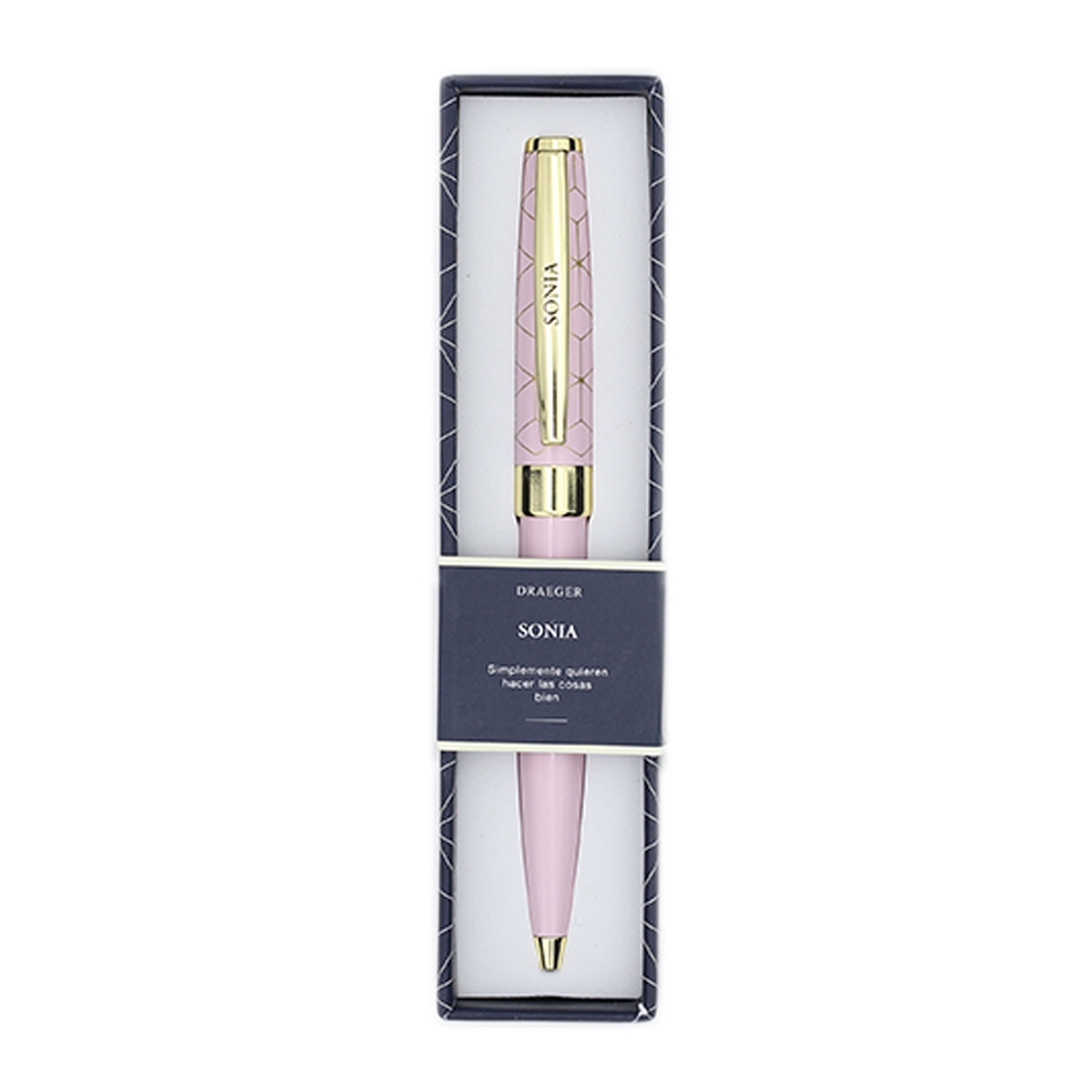Caneta esferográfica Sonia rosa e dourada Rosa-1