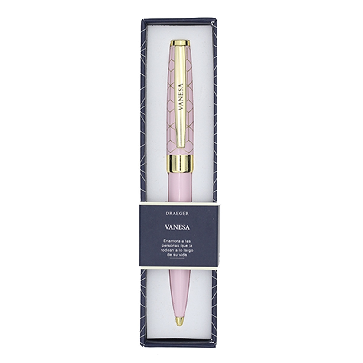 Caneta esferográfica Vanesa rosa e dourada Rosa-1