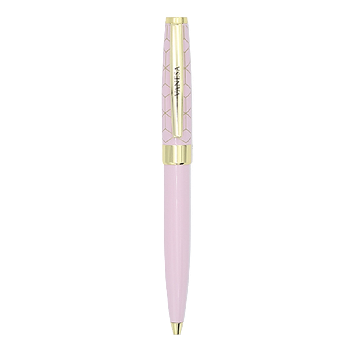Caneta esferográfica Vanesa rosa e dourada Rosa-2