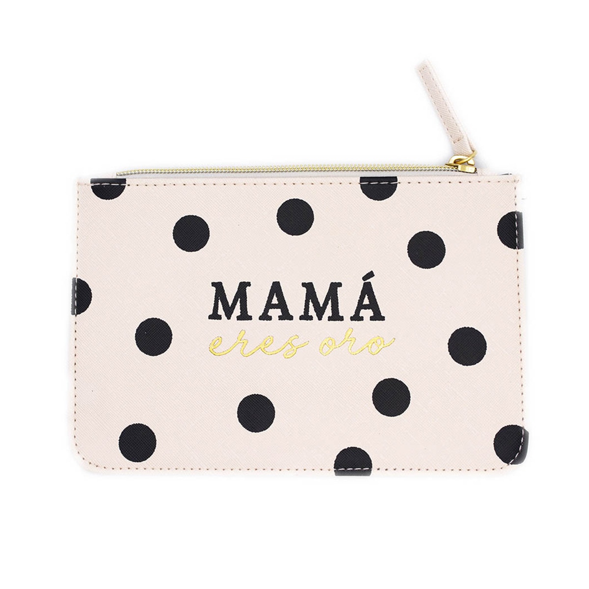 Nécessaire Mamá Eres Oro bege, preto e dourado Bege-1