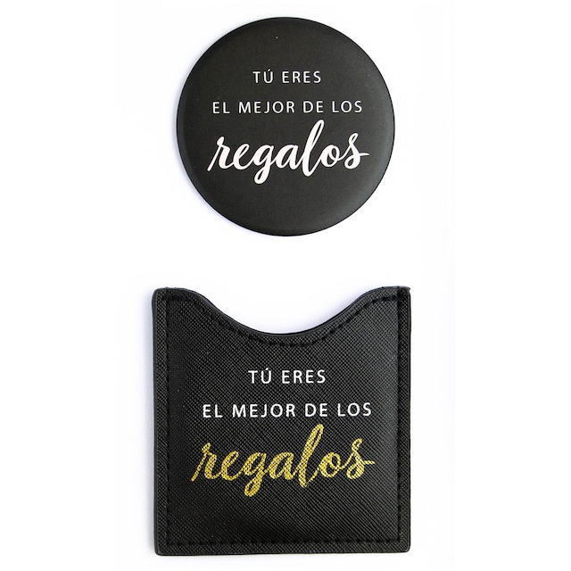 Imagen 0 de Espejo de Bolsillo Tú Eres El Mejor De Los Regalos Draeger Negro Blanco y Dorado