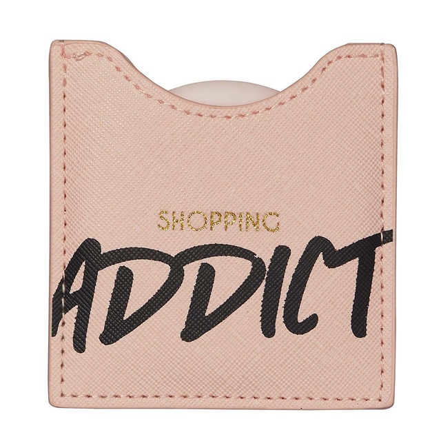 Imagem 0 de Espelho de bolso Shopping Addict rosa, preto e dourado
