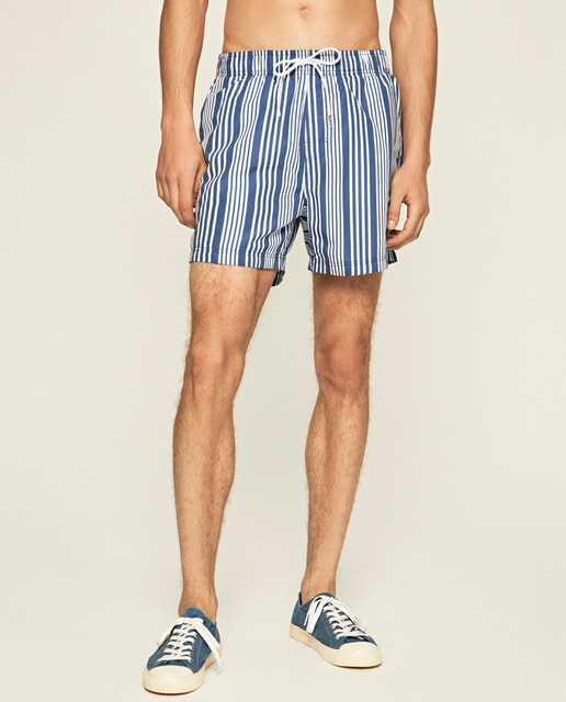 Imagen 0 de Bañador bermuda de hombre azul de rayas
