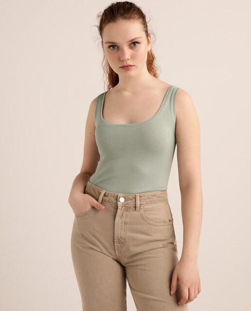 Camiseta de canalé de mujer sin mangas