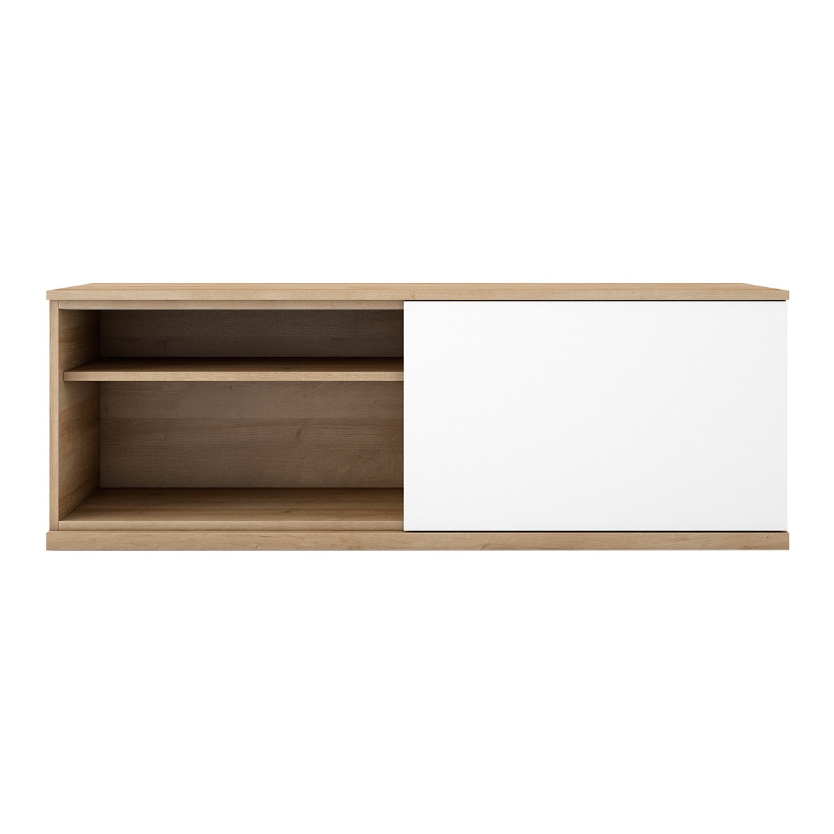 Móvel de TV com 1 porta de correr e 1 espaço Canela/Branco-1