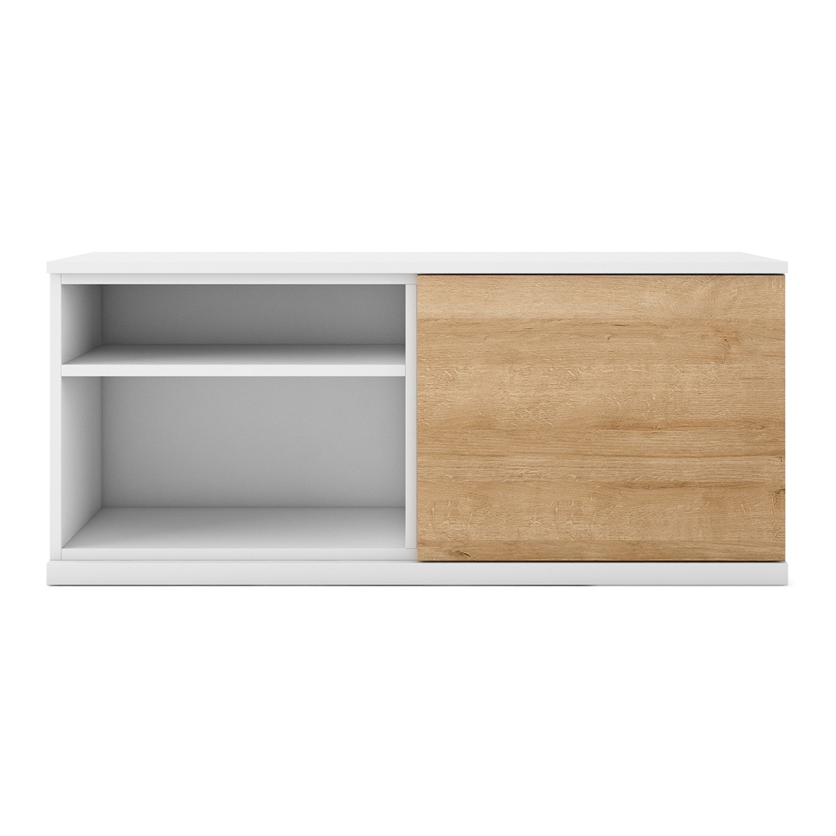 Móvel de TV com 1 porta rebatível e 1 espaço Home Branco / Canela-1