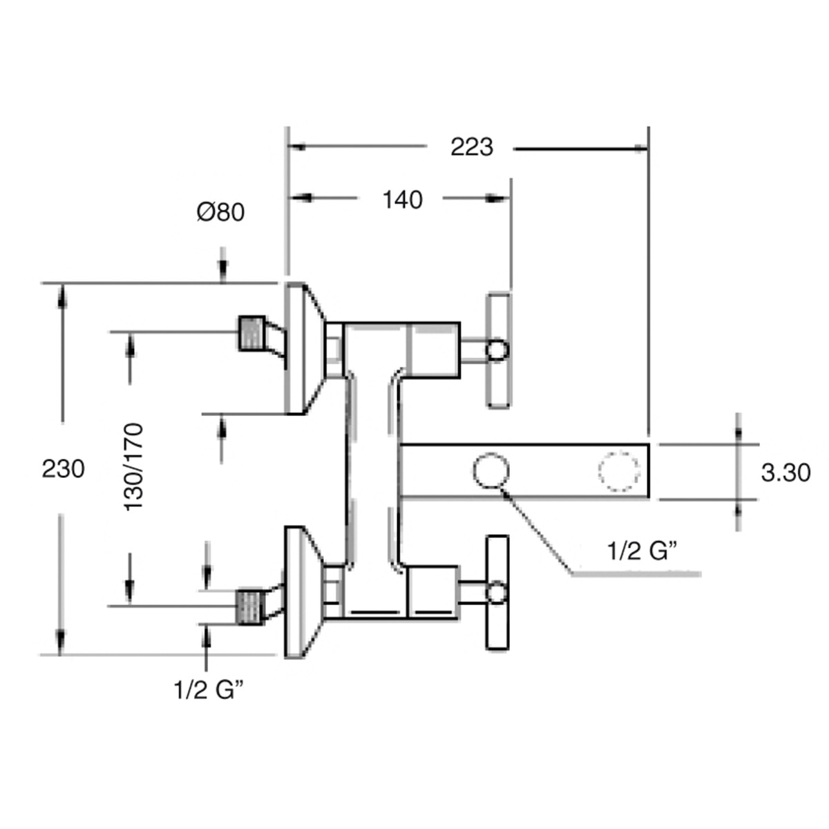 Torneira bicomando para banheira Jalón Cromado-2