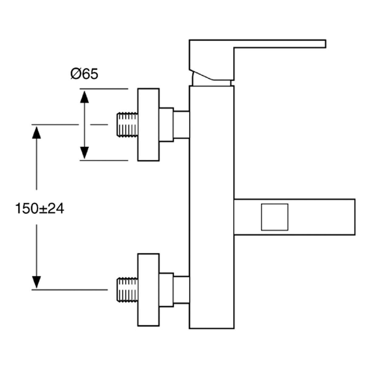 Torneira monocomando para banheira quadrada Tizziano Cromado-2