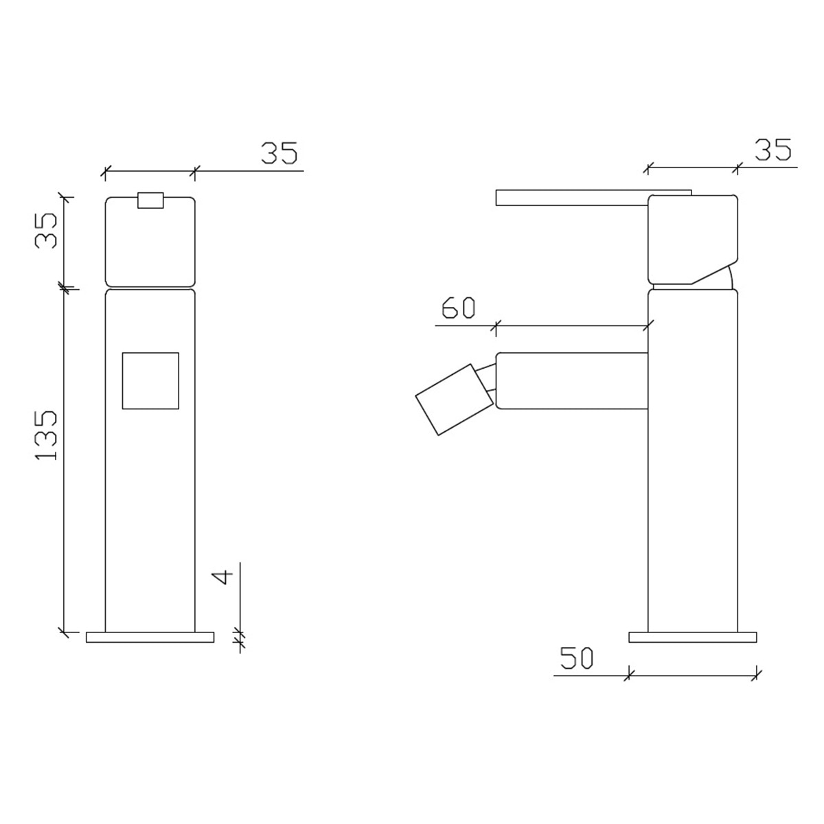 Torneira monocomando para bidé Dali Cromado-2