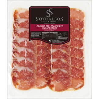 lomo de bellota ibérico 50% raza ibérica en lonchas sin gluten envase 100 g - Sotoalbos