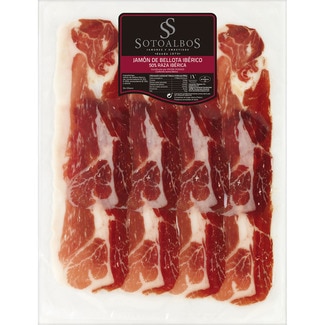 jamón de bellota ibérico 50% raza ibérica en lonchas sin gluten envase 100 g - Sotoalbos