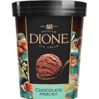 Dione Gelado de Chocolate e Avelã embalagem 500 ml
