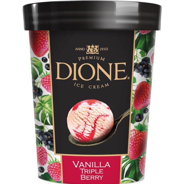 Dione Gelado de Baunilha e Tripla Baga embalagem 500 ml