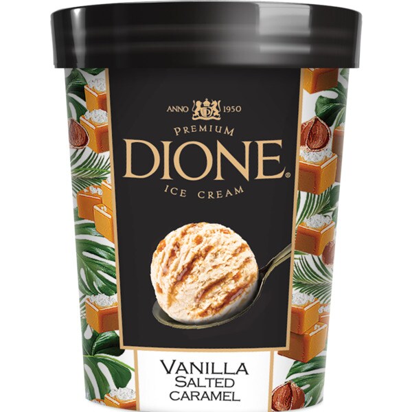 Dione Gelado de Baunilha e Caramelo Salgado embalagem 500 ml