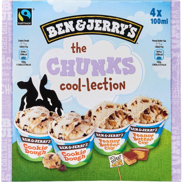 Ben & Jerry's Gelado The Chunks Coolection Pack 4 embalagem 400 ml