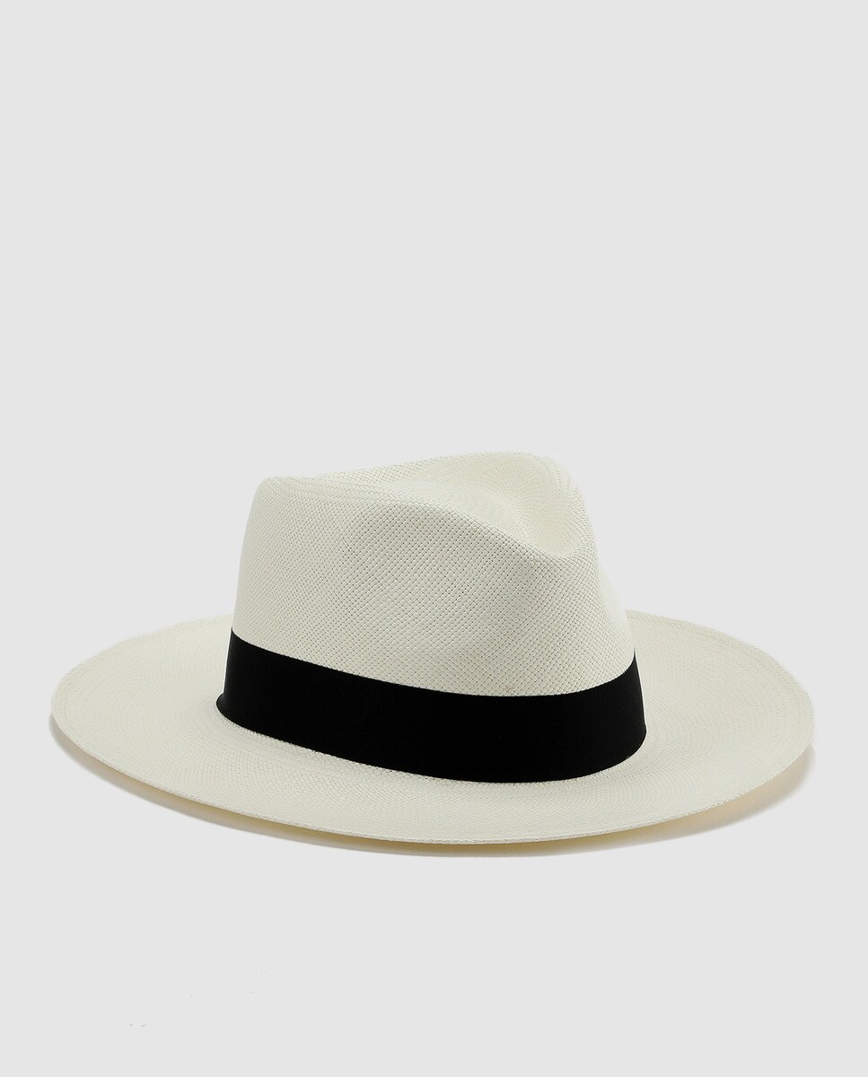 Imagen 0 de Sombrero de hombre Panamania clasico de paja toquilla natural Blanco