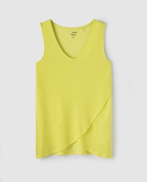 Camiseta de mujer de lino cruzada