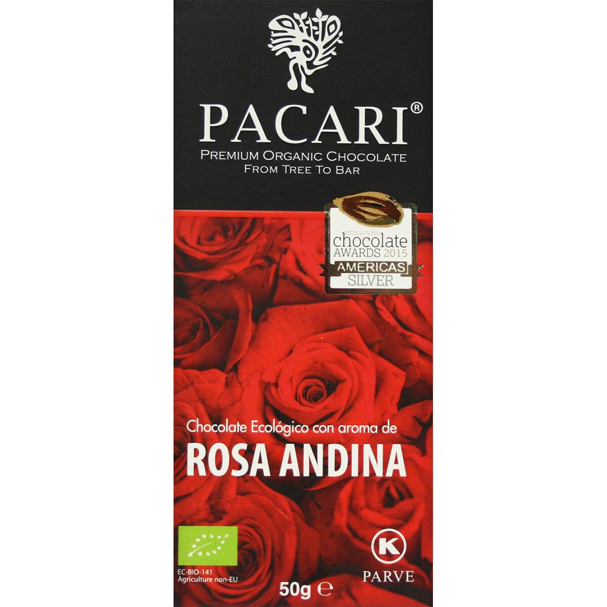 chocolate negro ecológico con aroma de rosa andina tableta 50 g