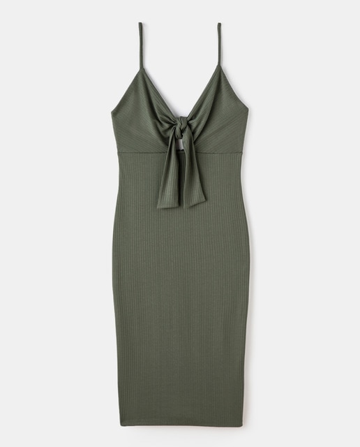 Vestido de canalé con nudo