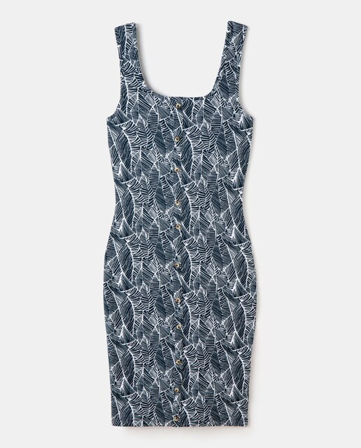 Vestido de canalé con botones y tirantes