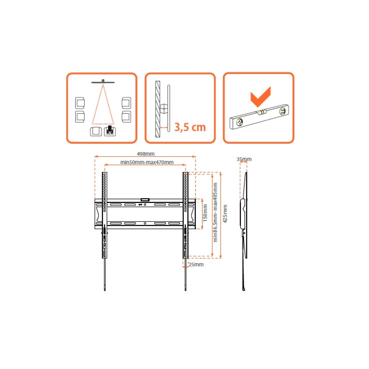 Soporte mural TV 42-55'' fijo Negro-2
