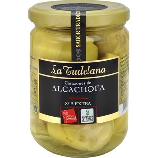 corazones de alcachofa enteras IGP de Tudela 8-12 piezas frasco 250 g neto escurrido - La Tudelana
