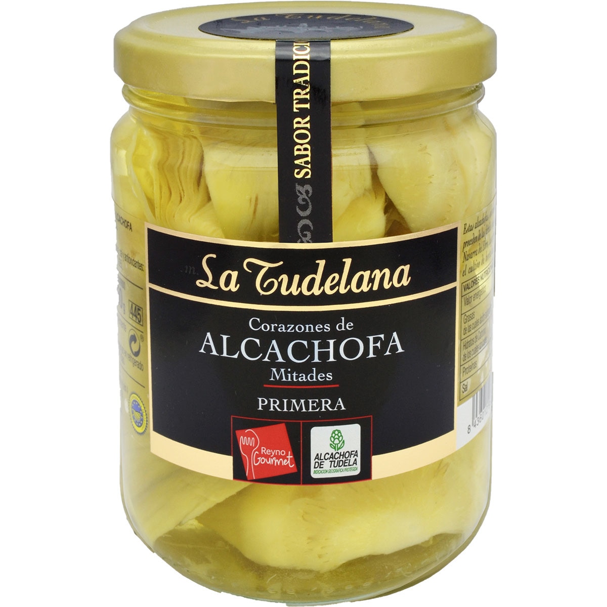 corazones de alcachofa en mitades IGP de Tudela frasco 250 g neto escurrido