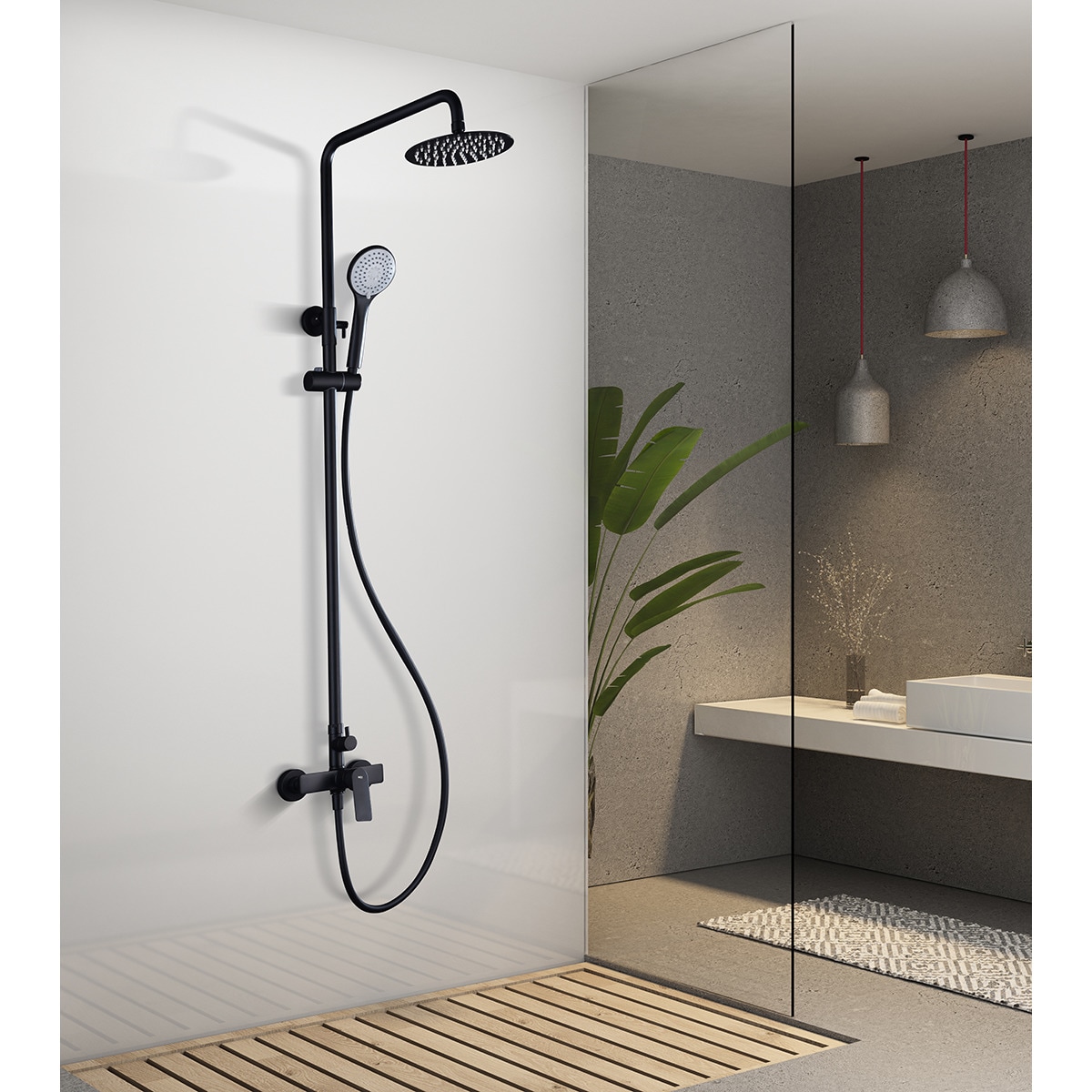 Imagen 1 de Conjunto de ducha con monomando Luxor Imex Blanco mate