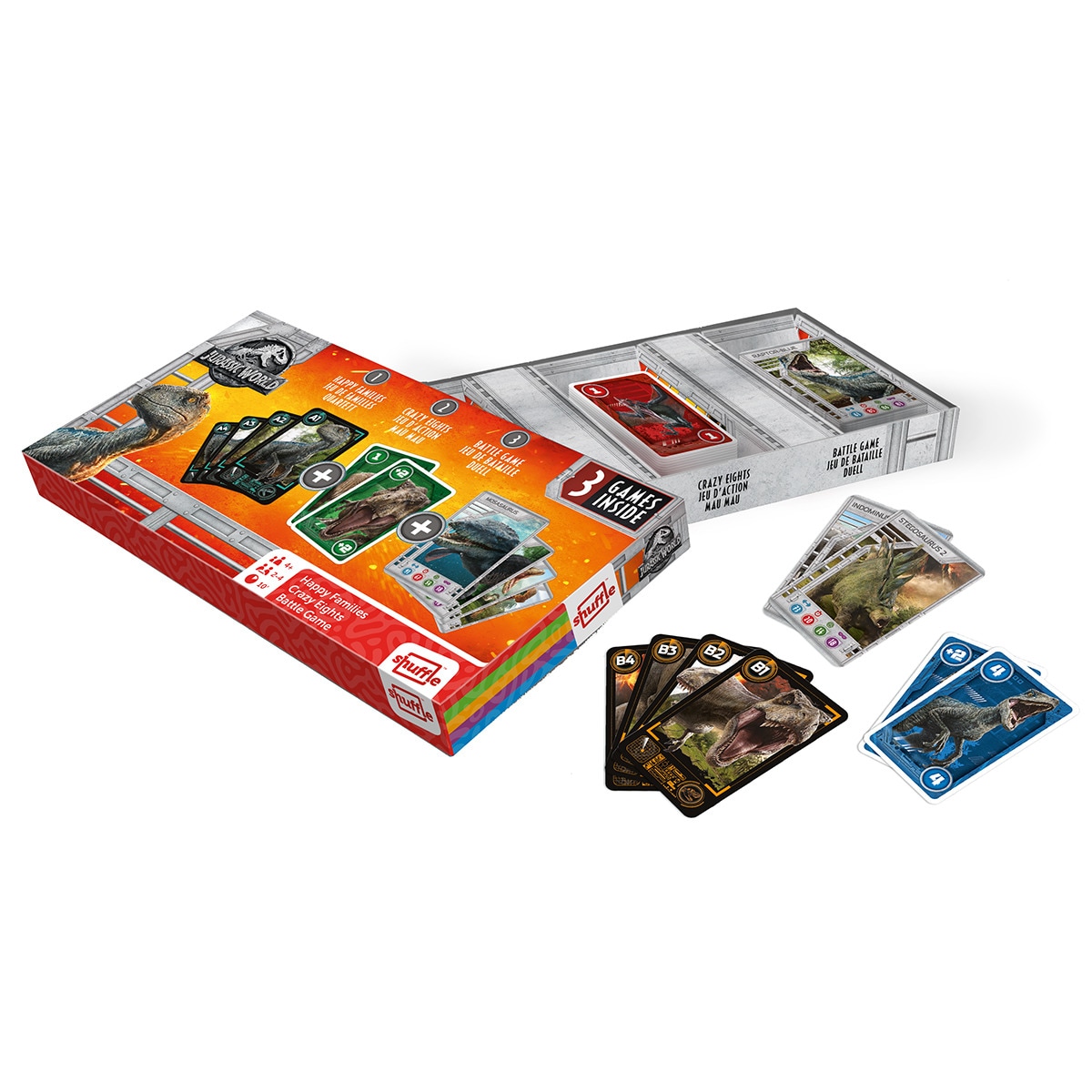 Cartamundi - Juego De Cartas Universal Studios Shuffle Jurassic World Tripack