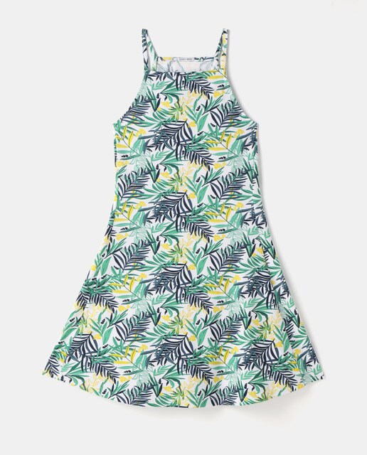 Vestido de canalé de tirantes estampado