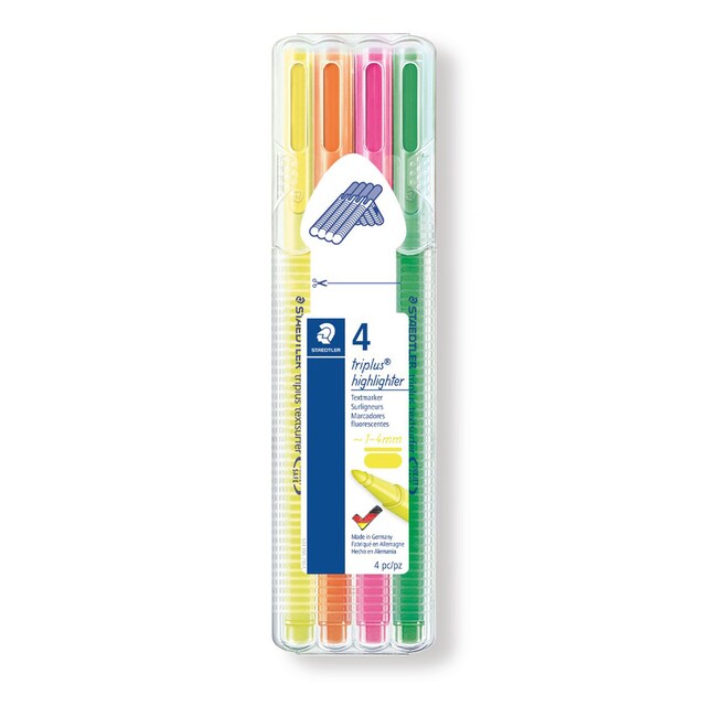 Imagen 0 de Estuche Exclusivo 4 Marcadores Fluorescentes Triangulares Ergonómicos Triplus Textsurfer Staedtler