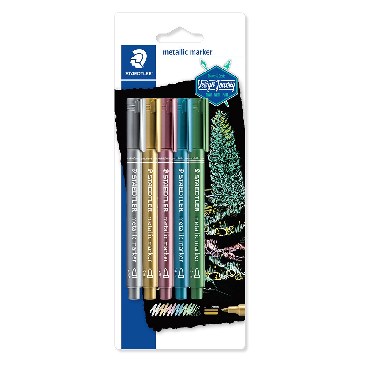Imagen 0 de Pack de 5 Marcadores Metalizados Punta Redonda Staedtler Multicolor