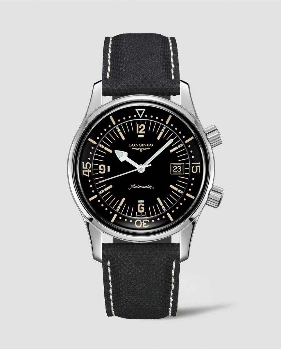 Reloj de hombre Longines L37744500 The Longines Legend Diver textil negro Negro-1