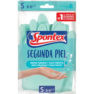 Segunda Piel guantes reutilizables intertior té blanco talla S bolsa 1 unidad - Spontex