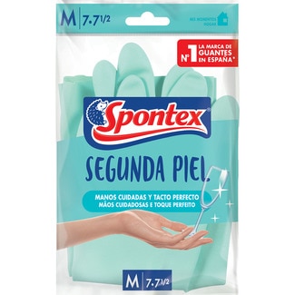 Segunda Piel guantes reutilizables intertior té blanco talla M bolsa 1 par - Spontex