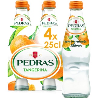 Água com Gás com Sabor a Tangerina Pack 4 garrafa 25 cl - Pedras