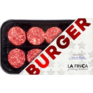mini burger meat de vacuno joven sin gluten y sin lactosa 8 unidades bandeja 280 g - La Finca