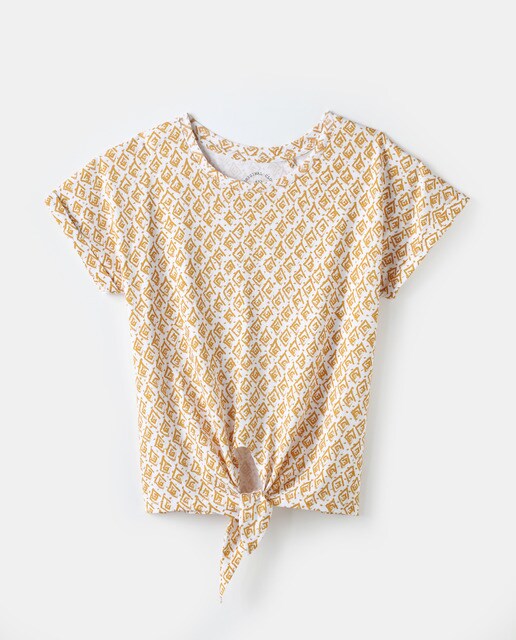 Camiseta de mujer estampada y cuello re