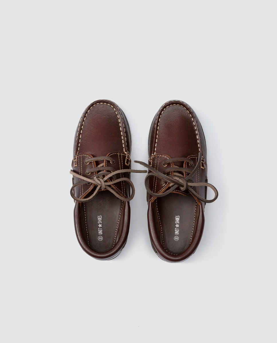 Náutico de piel con cordones 31-41 Marrón oscuro-4