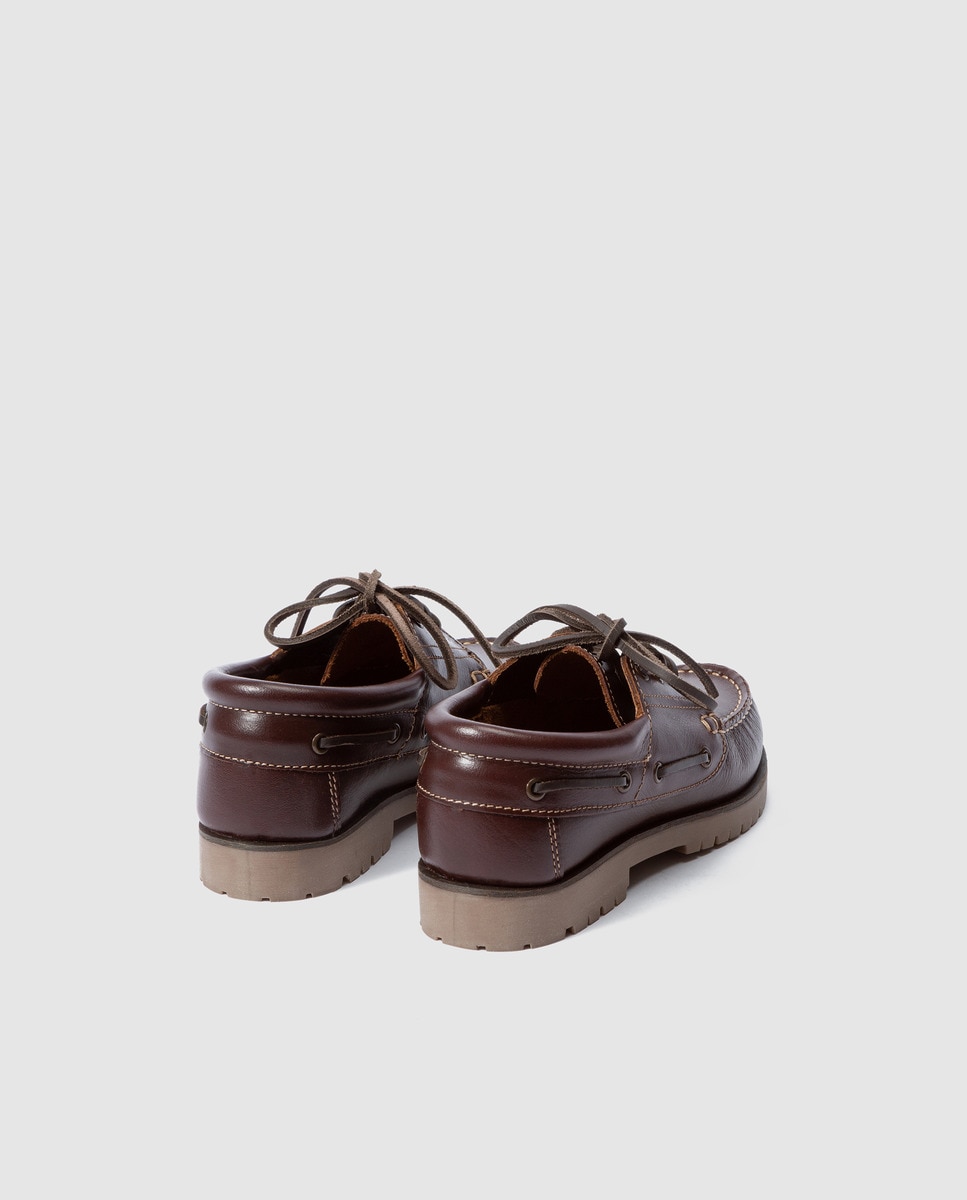 Náutico de piel con cordones 31-41 Marrón oscuro-3