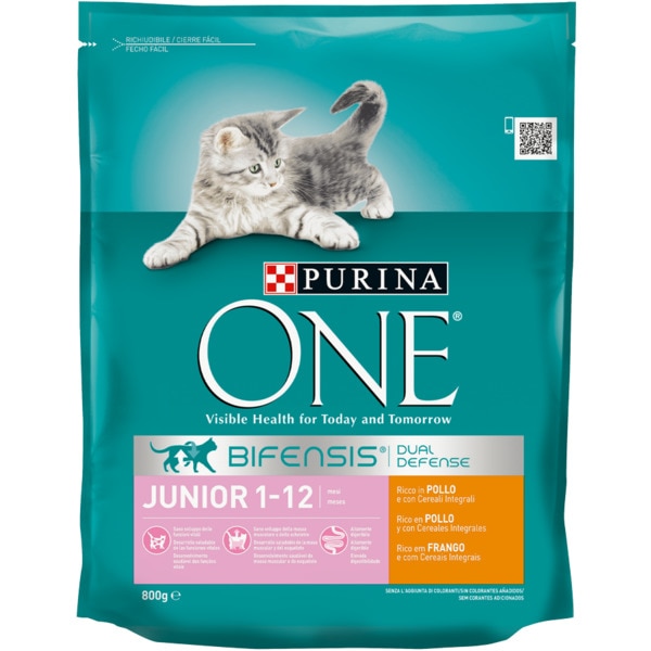 Ração para Gatinho Rica em Frango com Cereais Integrais embalagem 800 g