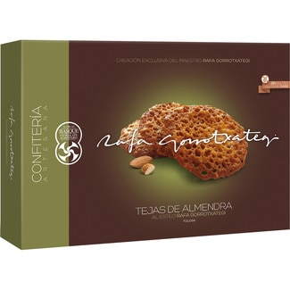 tejas de almendra caramelizadas artesanas exclusivas de Tolosa estuche 150 g - Rafa Gorrotxategi