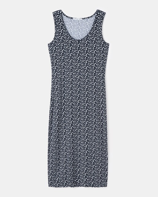 Vestido sin mangas largo con cuello redo