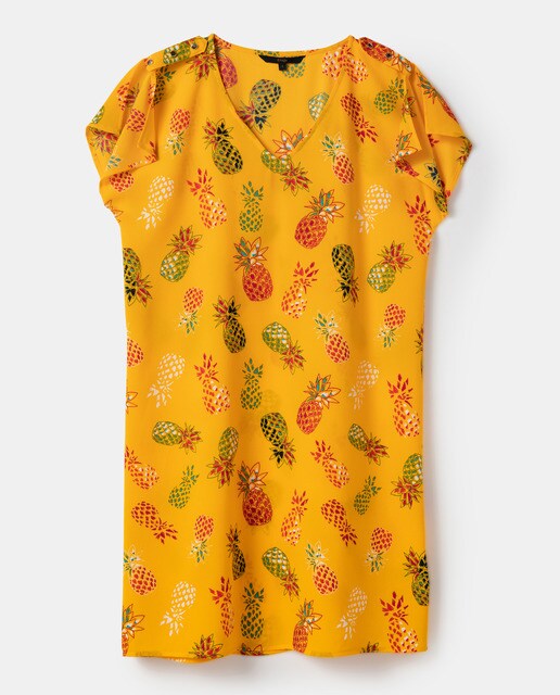 Vestido corto con estampado de piñas