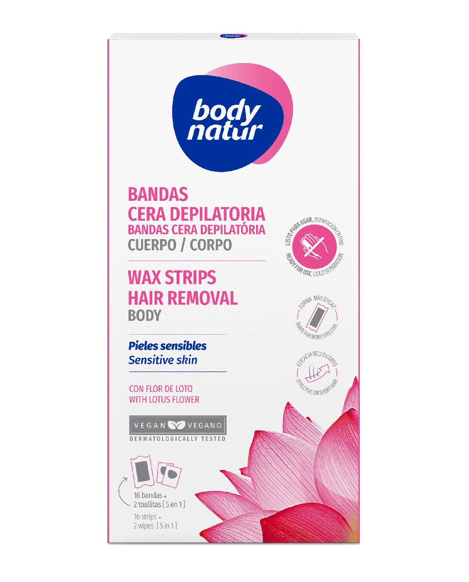 Body Natur - Bandas Depilatorias De Cuerpo Con Flor De Loto Pieles Sensibles