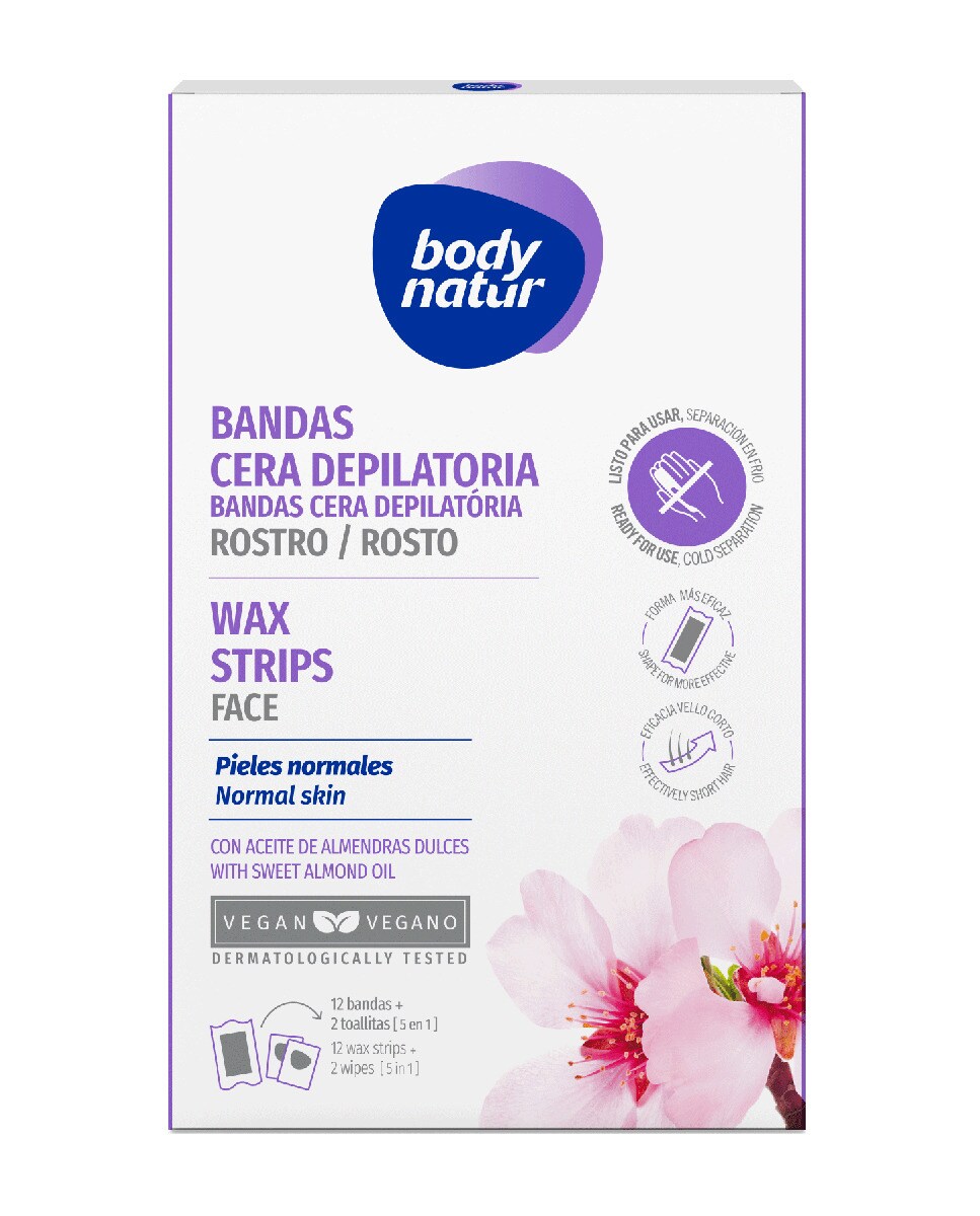Body Natur - Bandas Depilatorias De Rostro Con Aceite De Almendras Dulces Pieles Normales
