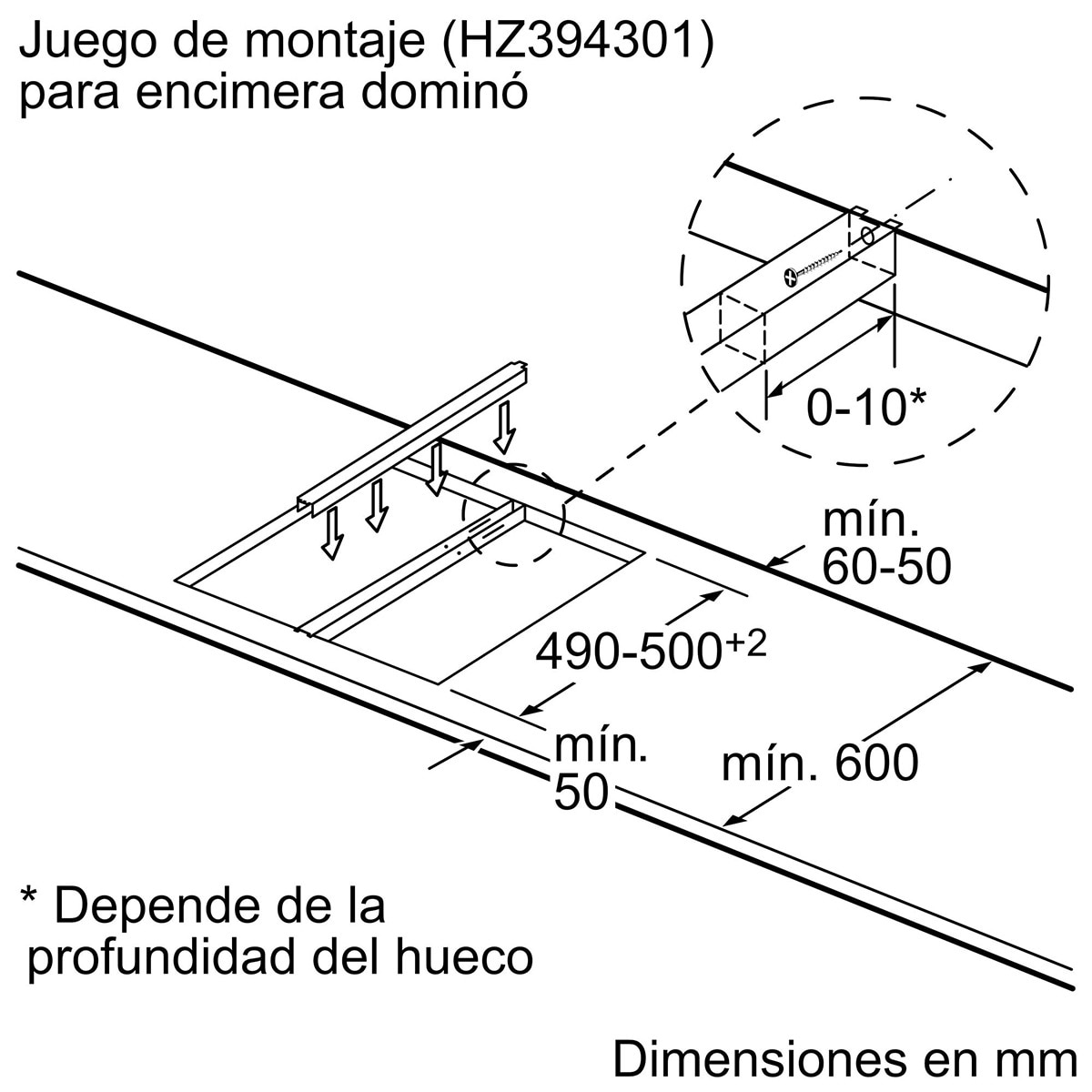 Accesorio de unión Siemens placas de cocina - HZ394301 2