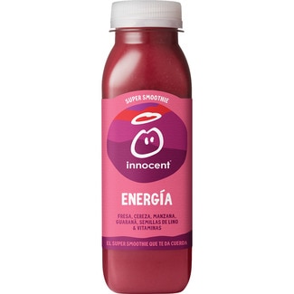 súper smoothie energía fresa, cereza, manzana, guaraná, semillas de lino y vitaminas botella 300 ml - Innocent